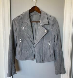 SL8 100% Leather Suede Moto Jacket Gray size XS biker chic